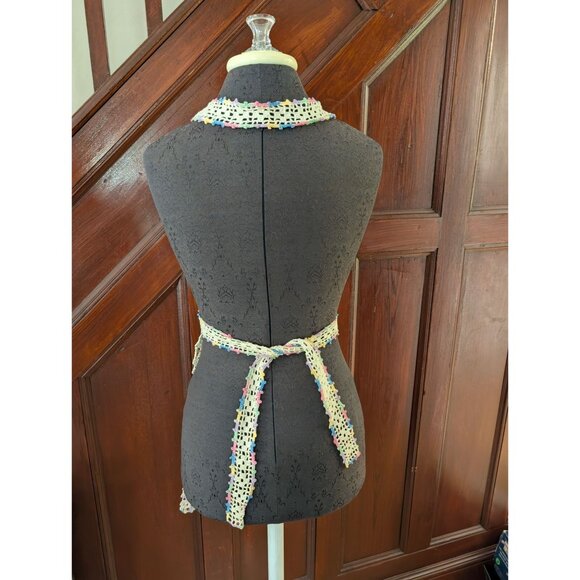 Handmade Crochet Apron With Multicolor Detailing & Halter Neck Design - Picture 4 of 4